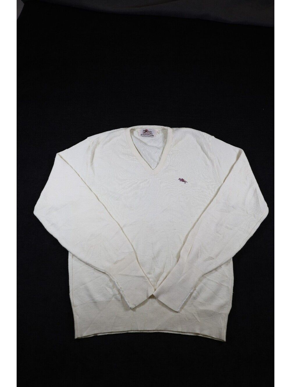 Steeplechase Cream V-Neck Sweater Size Large